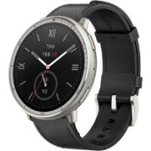Умные часы Amazfit Active 2 Premium (серебристый, с черным кожаным ремешком)