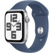 Умные часы Apple Watch SE 2 44 мм (алюминиевый корпус, серебристый/синий деним, спортивный силиконовый ремешок M/L)