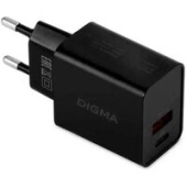 Сетевое зарядное Digma DGW2D (черный)