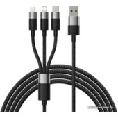 Кабель Baseus StarSpeed 1-for-3 Fast Charging Data Cable (1.2 м, черный)