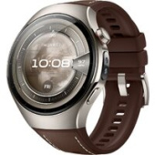Умные часы Huawei Watch 5 46 мм (титановый, с коричневым силиконовым ремешком, международная версия)