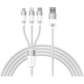 Кабель Baseus One-For-Three Fast Charging Data Cable 3.5A USB Type-A - USB Type-C/microUSB/Lightning (0.5 м, белый)