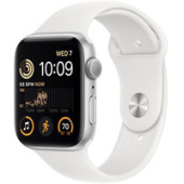 Умные часы Apple Watch SE 2 44 мм (алюминиевый корпус, серебристый/белый, спортивные силиконовые ремешки S/M + M/L)