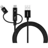 Кабель Momax DX1D OneLink 3-in-1 USB Type-A - Lightning/microUSB/USB Type-C (1 м, черный)