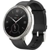 Умные часы Amazfit Active 2 Premium (серебристый, с черным кожаным ремешком)