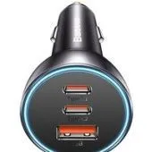 Автомобильное зарядное Baseus Golden Contactor Pro Triple Fast Charger Car Charger 65W CGJP010013 (темно-серый)