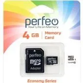 Карта памяти Perfeo microSDHC PF4GMCSH10AES 4GB (с адаптером)
