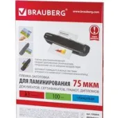 Пленка для ламинирования BRAUBERG глянцевая A3 75 мкм 100 шт 530894