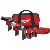 Наборы электроинструментов Milwaukee М12 ВPP3А-202B 4933441225 (шуруповерт, винтоверт, фонарь, 2 АКБ, сумка)